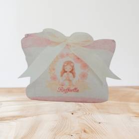 BUSTINA CON CERNIERA PRIMA COMUNIONE CON IL NOME CON CONFETTI