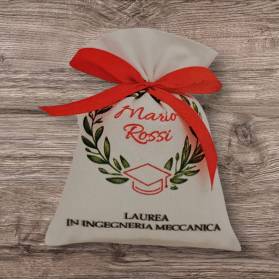 SACCHETTO LAUREA CON IL NOME CON CONFETTI