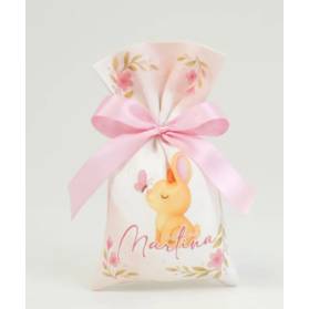 SACCHETTO NASCITA CONIGLIETTA CON IL NOME E CONFETTI