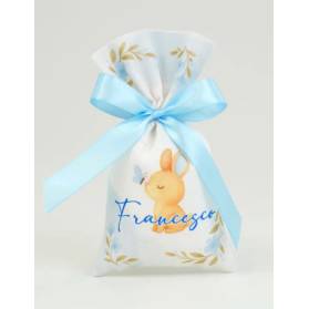 SACCHETTO NASCITA CONIGLIETTO CON IL NOME E CONFETTI