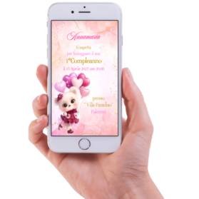 INVITO DIGITALE COMPLEANNO ORSETTO PALLONCINI