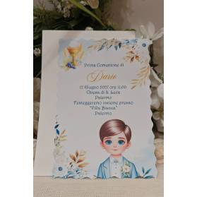 INVITO PRIMA COMUNIONE RAGAZZO OCCHI AZZURRI