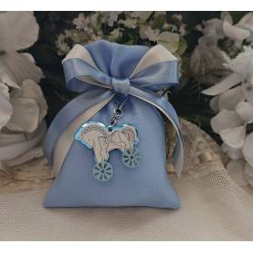 SACCHETTO NASCITA CON PORTACHIAVI CAVALLINO