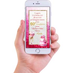 INVITO DIGITALE 60 ANNI DONNA FUXIA