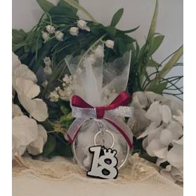 PORTACONFETTI ANELLO ARGENTO CON PORTACHIAVI 18° COMPLEANNO