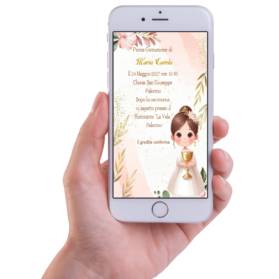 INVITO DIGITALE PRIMA COMUNIONE RAGAZZA PRONTO IN 6 ORE