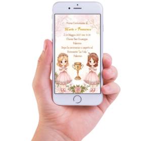 INVITO DIGITALE PRIMA COMUNIONE GEMELLE PRONTO IN 6 ORE