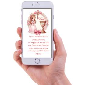 INVITO DIGITALE PRIMA COMUNIONE RAGAZZA PRONTO IN 6 ORE