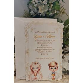 INVITO PRIMA COMUNIONE GEMELLI OCCHI AZZURRI