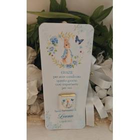 SEGNAPOSTO BATTESIMO CONIGLIETTO CON CIOCCOLATINO