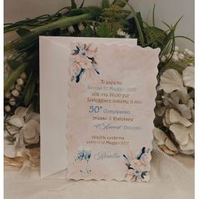 INVITO 50 ANNI DONNA CON BUSTA PAMPAS
