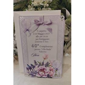 INVITO 40 ANNI DONNA CON ANGOLI PIZZO