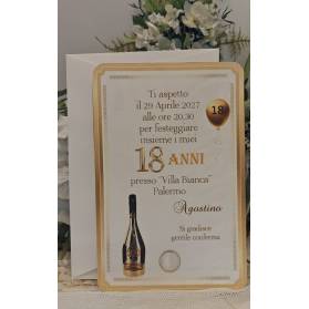 INVITO 18 ANNI CON BUSTA RAGAZZO ORO