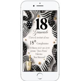 INVITO DIGITALE 18 ANNI RAGAZZO BIANCO E NERO