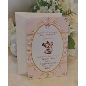 INVITO BATTESIMO MINNIE CON ANGOLI RAFORATI