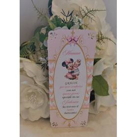 SEGNAPOSTO BATTESIMO MINNIE CON ANGOLI TRAFORATI