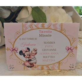 SEGNATAVOLO BATTESIMO MINNIE CON ANGOLI TRAFORATI
