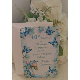 INVITO 40 ANNI DONNA CON ANGOLI PIZZO FARFALLE