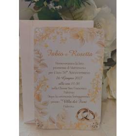INVITO NOZZE D'ORO CON ANGOLI TRAFORATI CON BUSTA