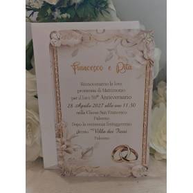 INVITO NOZZE D'ORO CON ANGOLI TRAFORATI CON BUSTA