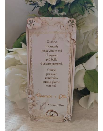 Segnalibro nozze oro
