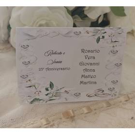 SEGNATAVOLO NOZZE D'ARGENTO CON NOMI DEGLI INVITATI