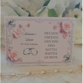 SEGNATAVOLO NOZZE D'ARGENTO CON NOMI DEGLI INVITATI