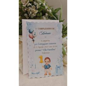 INVITO COMPLEANNO BAMBINO CON BUSTA ANGOLI SMERLATI