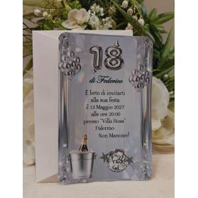 INVITO 18 ANNI CON BUSTA RAGAZZO ARGENTO