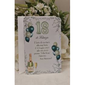 INVITO 18 ANNI CON BUSTA RAGAZZO VERDE