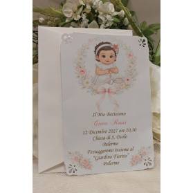 INVITO BATTESIMO BIMBA CON ANGOLI RAFORATI