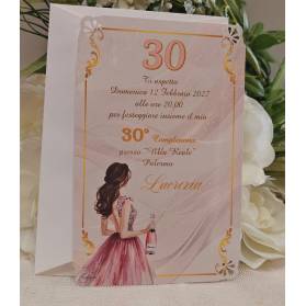 INVITO 30 ANNI DONNA CON ANGOLI PIZZO