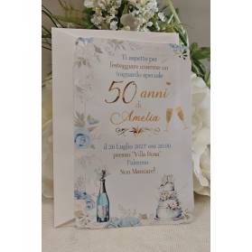 INVITO 50 ANNI DONNA CON ANGOLI PIZZO