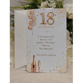 INVITO 18 ANNI CON BUSTA RAGAZZO ORO