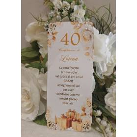 SEGNAPOSTO 40 ANNI DONNA ANGOLI TRAFORATI