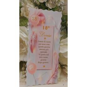 SEGNAPOSTO 18 ANNI TAGLIATO A MANO ROSA GOLD