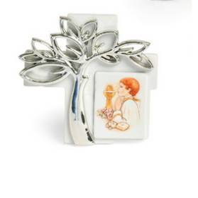BOMBONIERA CROCE CON ALBERO BIMBO CON CONFEZIONE