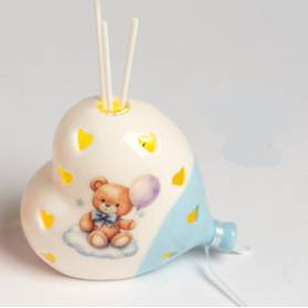 PROFUMATORE PALLONCINO CON ORSETTO A LED IN PORCELLANA CON CONFEZIONE