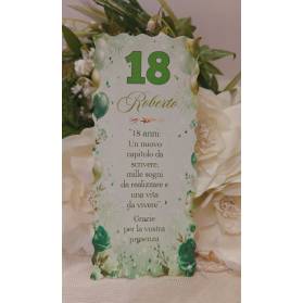 SEGNAPOSTO 18 ANNI RAGAZZO CON DECORO VERDE