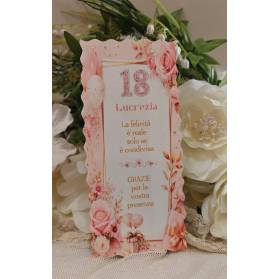 SEGNAPOSTO 18 ANNI TAGLIATO A MANO ROSA GOLD