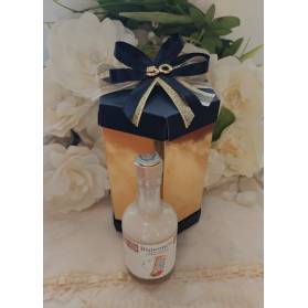 BOMBONIERA 50 ANNI SCATOLA ORO ESAGONALE CON LIQUORE