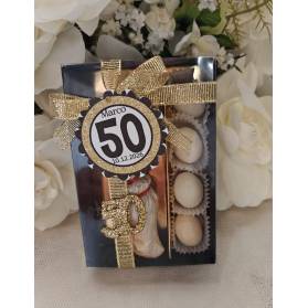 BOMBONIERA 50 ANNI APRIBOTTIGLIA CONCHIGLIA CON CONFEZIONE