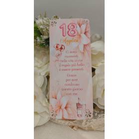 SEGNAPOSTO 18 ANNI ROSA GOLD CON ANGOLI SMERLATI