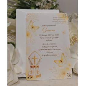 INVITO SANTA CRESIMA FARFALLE CON ANGOLI PIZZO