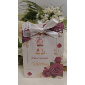SCATOLINA CRESIMA CON ANGOLI PIZZO CON CONFETTI