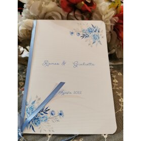 LIBRETTO MESSA ELEGANTE CON FIORI AZZURRI