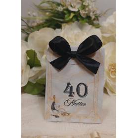 SCATOLINA COMPLEANNO 40 ANNI BIANCA E ORO CON CONFETTI