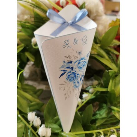 CONO MATRIMONIO ELEGANTE FIORI AZZURRI