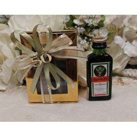 BOMBONIERA 50 ANNI LIQUORE MIGNON BOX VETRINA ORO