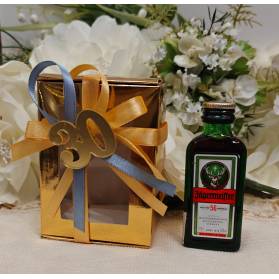 BOMBONIERA 30 ANNI LIQUORE MIGNON BOX VETRINA ORO